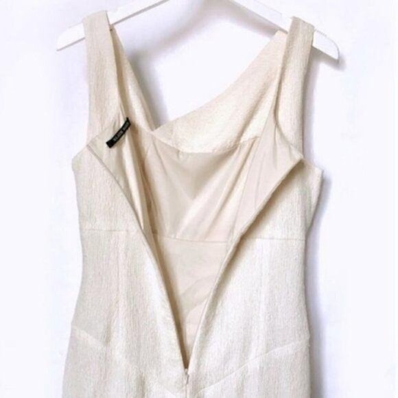 Black Halo crinkle crepe draped neck dress Size 6 - Picture 4 of 8